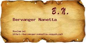 Bervanger Nanetta névjegykártya
